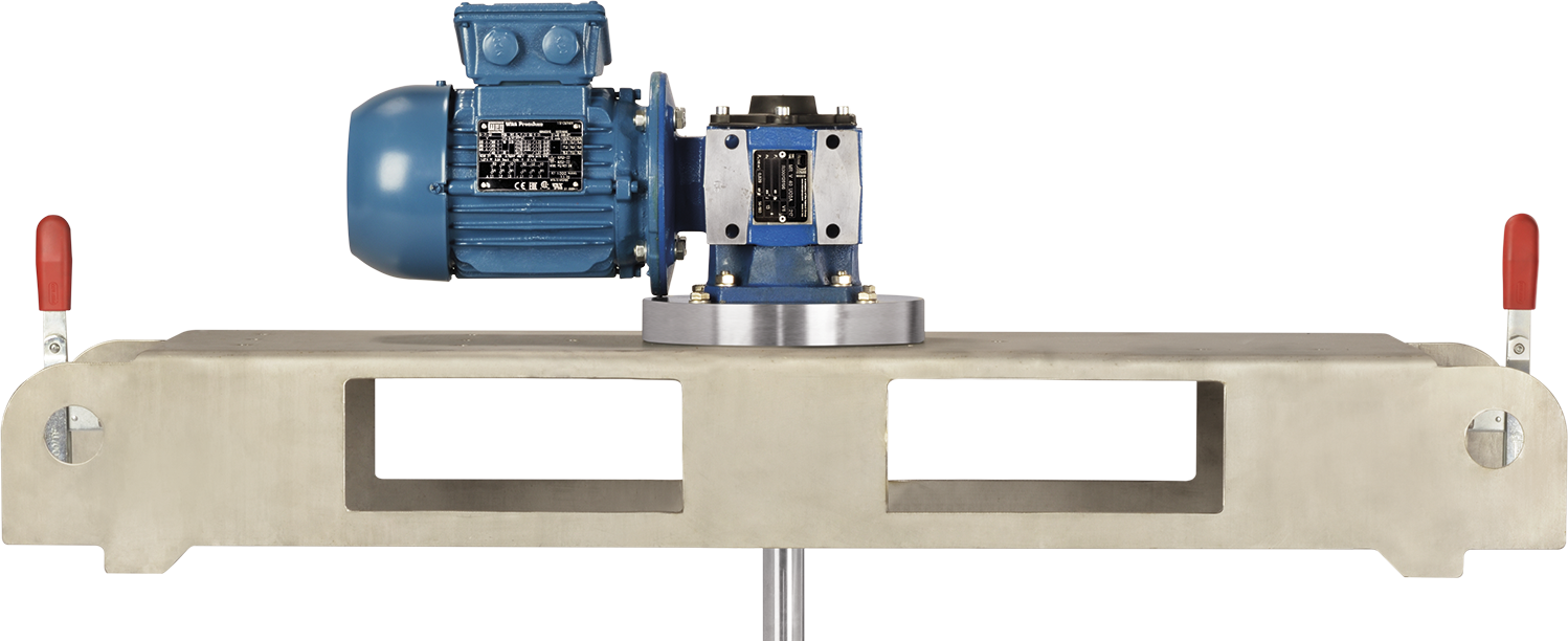 Slow speed top-entry mixer with gearmotor and folding impeller per IBC’s