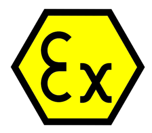 ATEX LOGO scritta Ex all'interno di esagono giallo