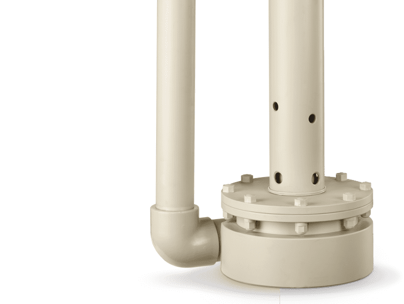 Plastic vertical pumps with recessed impeller