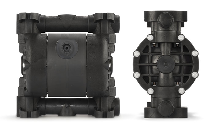Plastic air-powered double diaphragm pump for potentially explosive environments