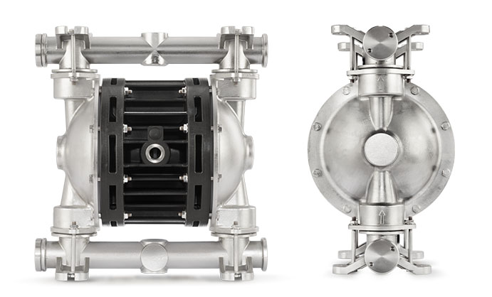 Pompa in metallo a doppia membrana per usi in aree pericolose e per liquidi infiammabili