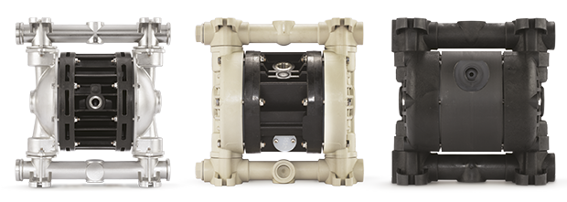 Chemical diaphragm pumps for acids and bases