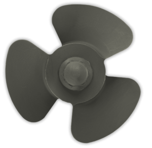 Thermoplastic 3-blade marine propeller for chemically aggressive liquids