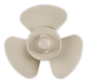 Three-blade marine propeller in PP for acid waters and corrosive fluids