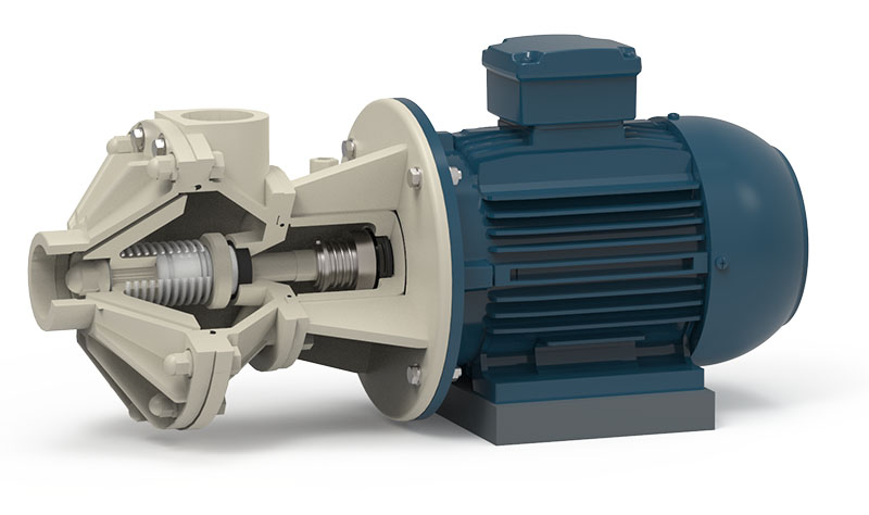 Chemical plastic pumps with dual mechanical seal suited to run-dry operations without liquid
