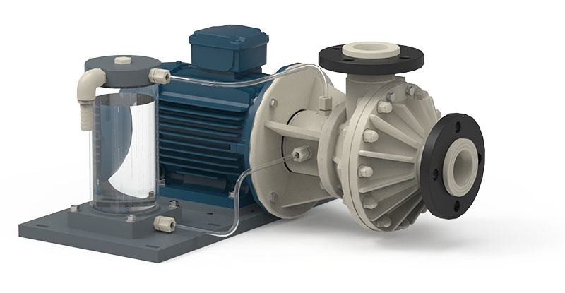 Chemical pumps fitted with closed circuit double mechanical seal