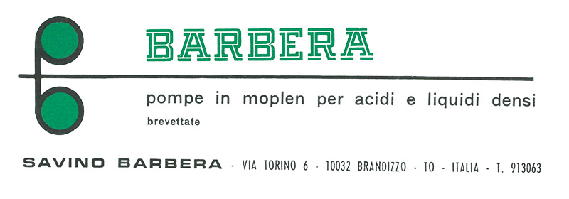 Logo anni 60 Savino Barbera fabbrica di pompe anti-corrosione
