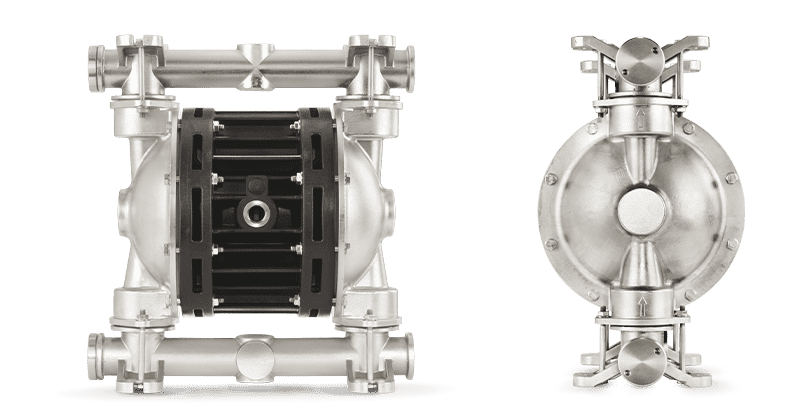 Metallic air-operated double diaphragm pumps for food processing, pharmaceutical and cosmetic industry