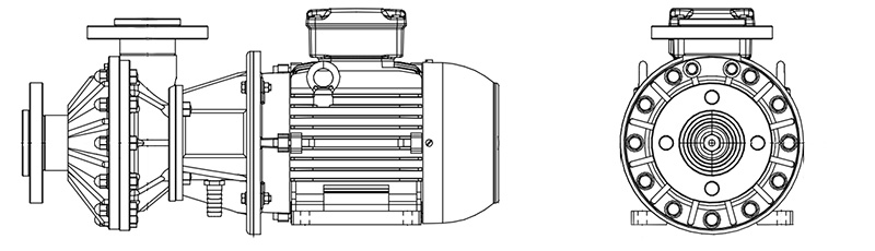 Overall dimensions Savino Barbera horizontal chemical pumps