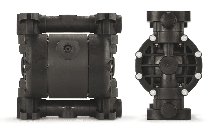 PVDF air-driven double diaphragm pumps for dangerous chemicals and highly aggressive liquids