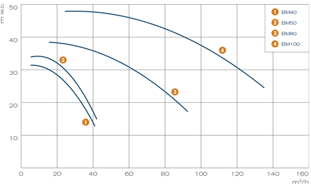 Pump performance curves - Savino Barbera mag-drive chemical plastic pumps B