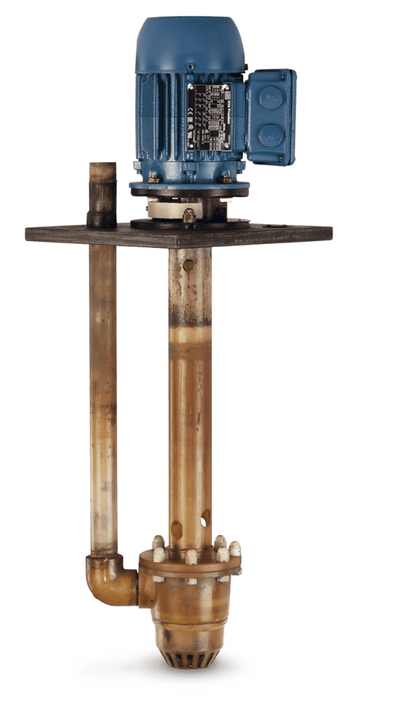 Vertical chemical pump for handling concentrated cromic acid